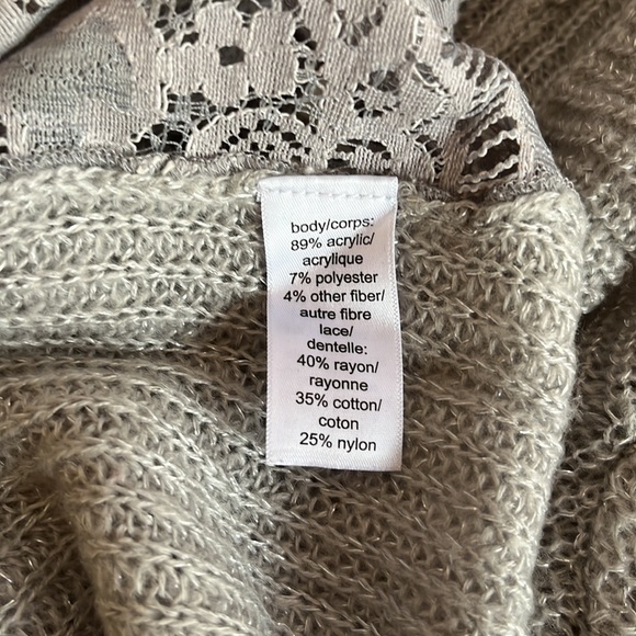 Maurices Gray Turtleneck Sweater with Lace Trim, Medium - Picture 5 of 6